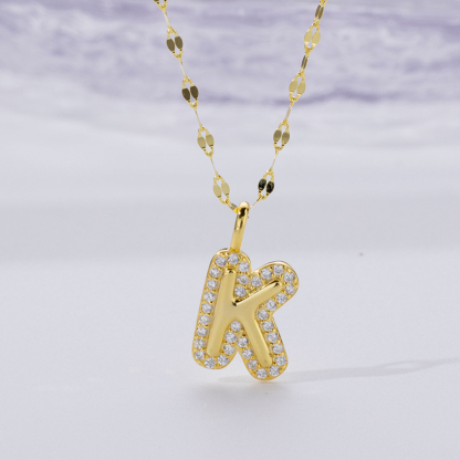 Dainty Zircon Letter Necklace in 925 Silver