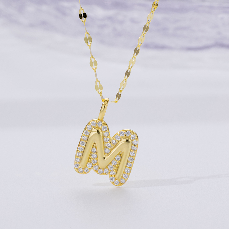 Dainty Zircon Letter Necklace in 925 Silver