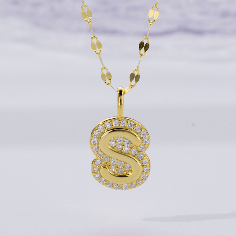 Dainty Zircon Letter Necklace in 925 Silver