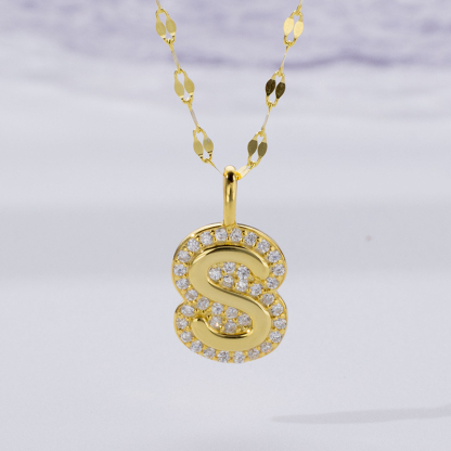 Dainty Zircon Letter Necklace in 925 Silver