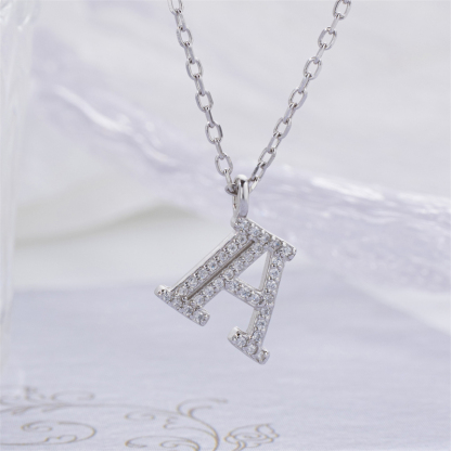 Luxe 925 Silver Alphabet CZ Custom Necklace