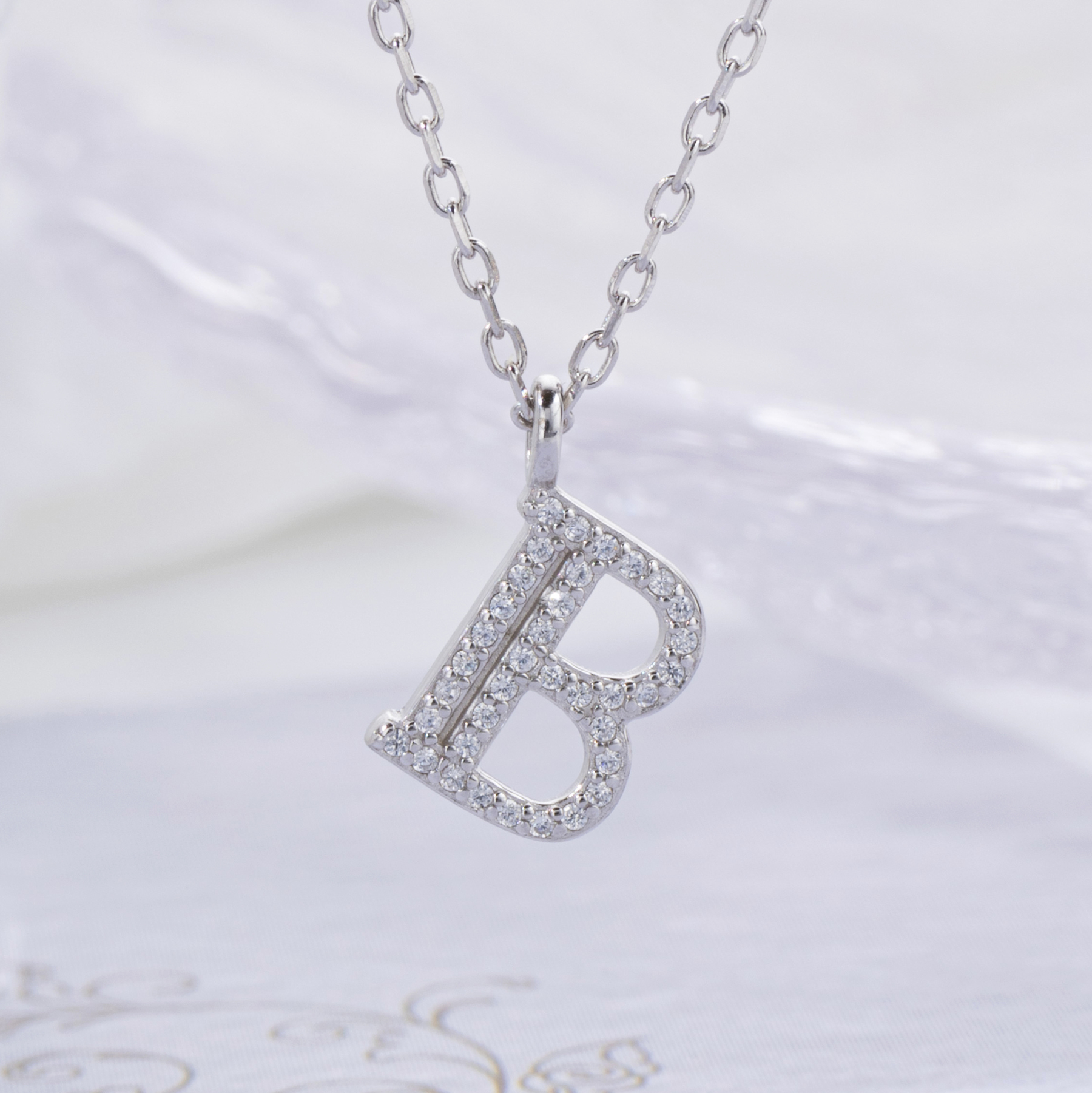Luxe 925 Silver Alphabet CZ Custom Necklace