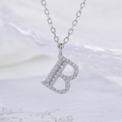 Luxe 925 Silver Alphabet CZ Custom Necklace