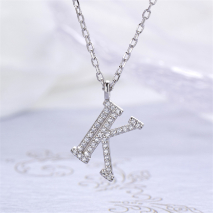 Luxe 925 Silver Alphabet CZ Custom Necklace