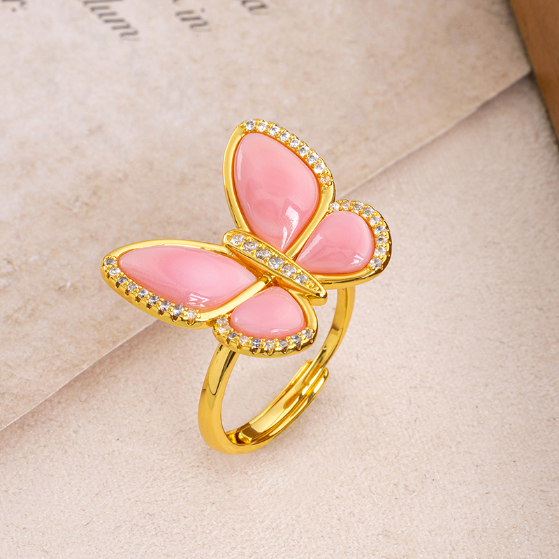 Elegant Queen Conch Butterfly Ring - Blush Pink, Sweet & Dainty