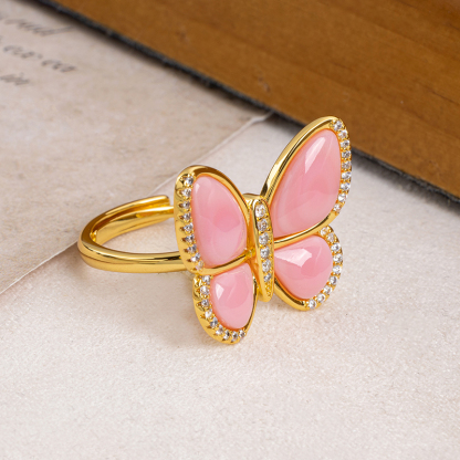 Elegant Queen Conch Butterfly Ring - Blush Pink, Sweet & Dainty