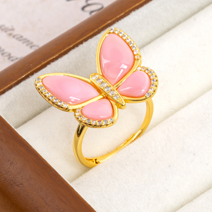 Elegant Queen Conch Butterfly Ring - Blush Pink, Sweet & Dainty