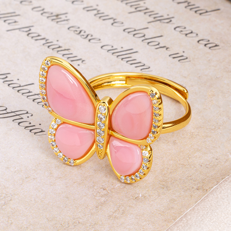 Elegant Queen Conch Butterfly Ring - Blush Pink, Sweet & Dainty
