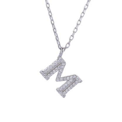 Luxe 925 Silver Alphabet CZ Custom Necklace