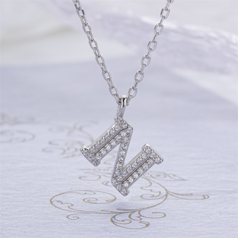 Luxe 925 Silver Alphabet CZ Custom Necklace