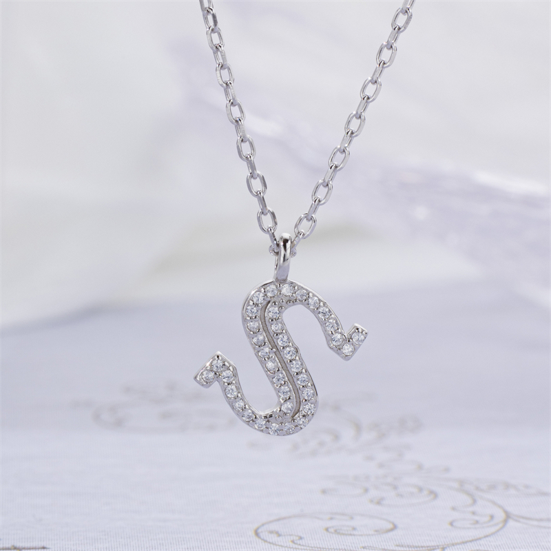 Luxe 925 Silver Alphabet CZ Custom Necklace