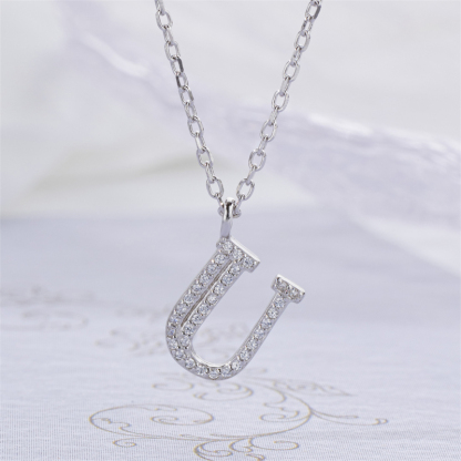 Luxe 925 Silver Alphabet CZ Custom Necklace
