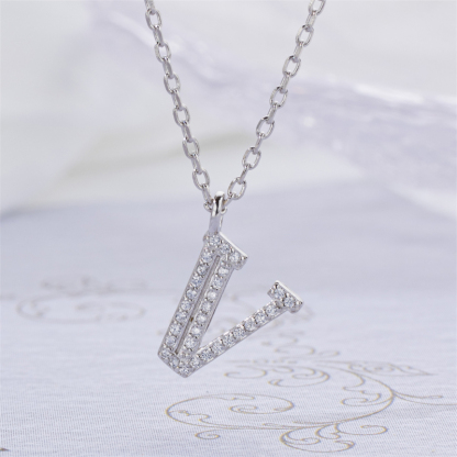Luxe 925 Silver Alphabet CZ Custom Necklace