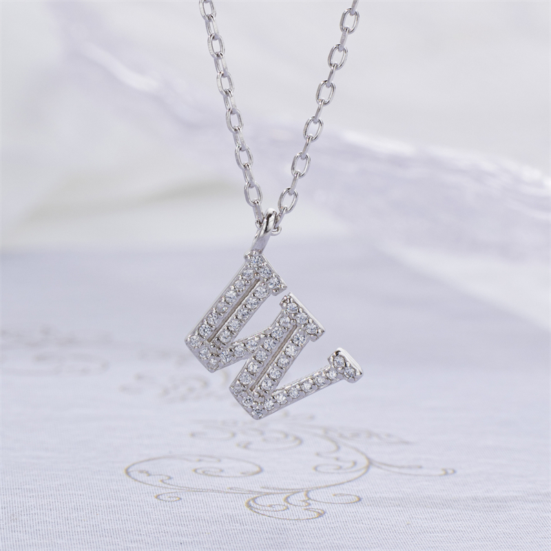 Luxe 925 Silver Alphabet CZ Custom Necklace