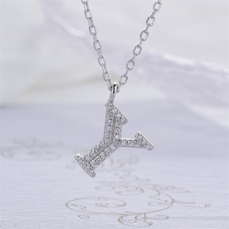 Luxe 925 Silver Alphabet CZ Custom Necklace