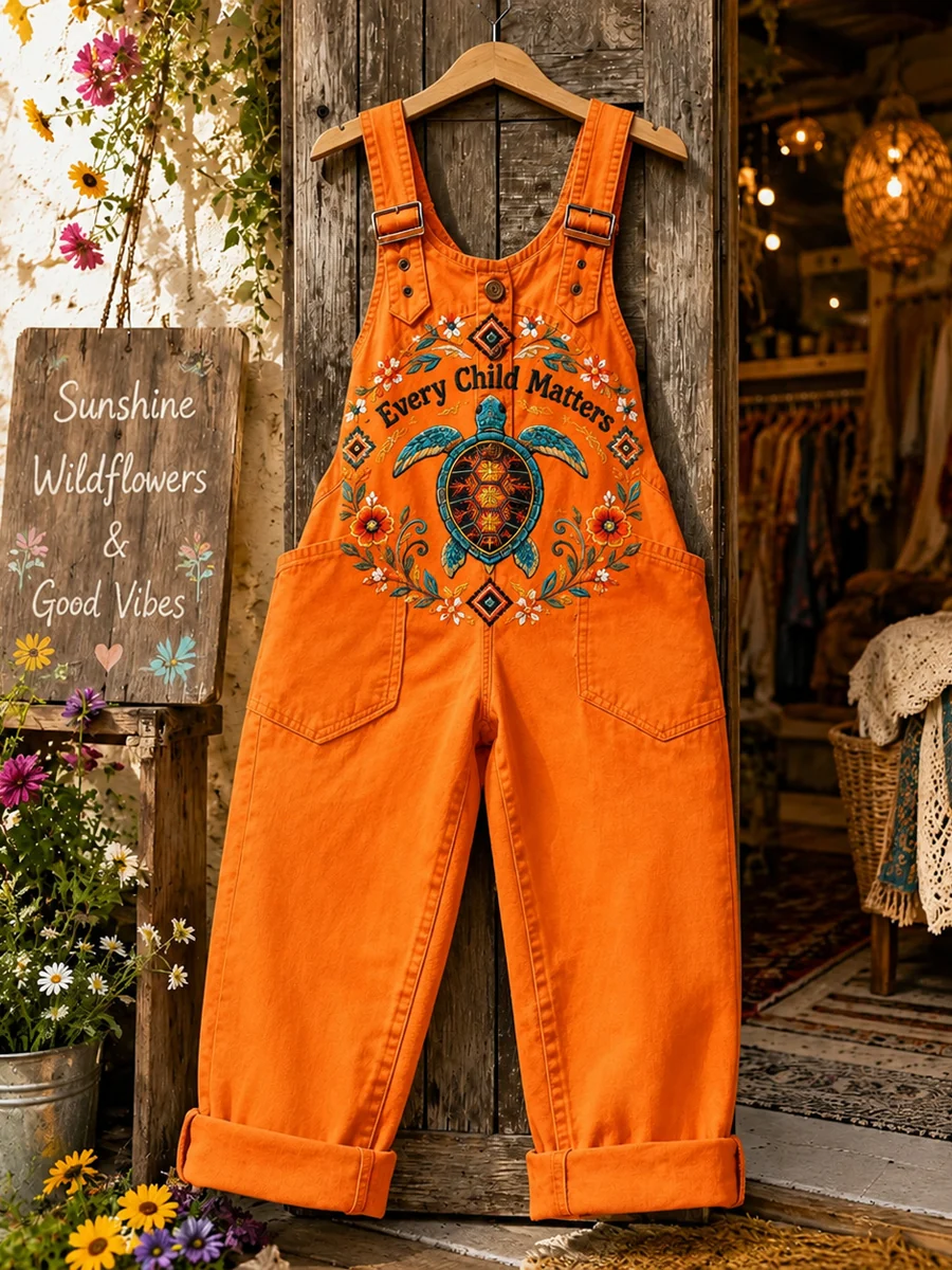 Vintage Elegant Denim Patchwork Color Blocked Patterned Jumpsuit