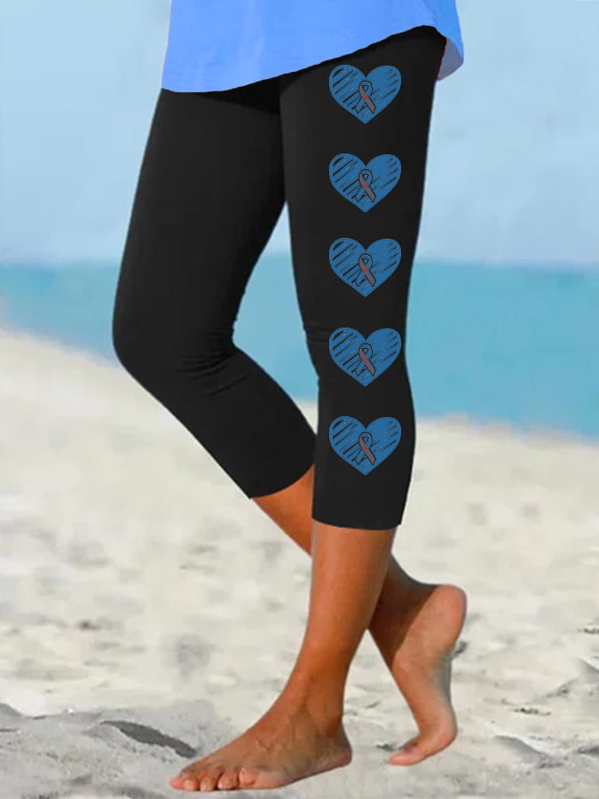 Women's Diabetic Blue Ribbon Casual Leggings