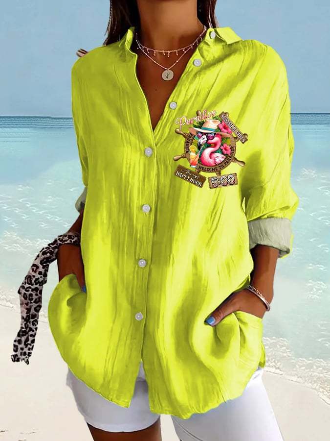 Women's Retro I‘m Retired Resort Hawaiian Print Casual Shirt