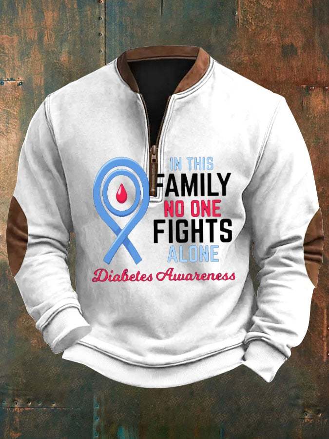 Men's No One Fight Alone Diabetes Awareness Casual Pullover
