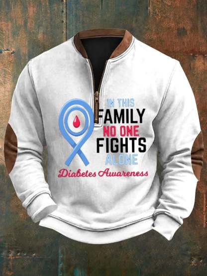 Men's No One Fight Alone Diabetes Awareness Casual Pullover