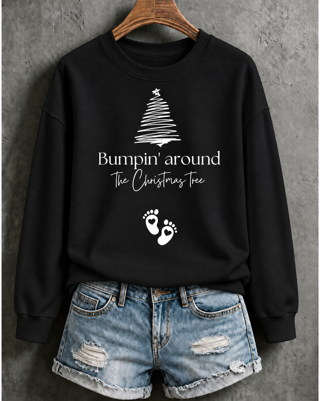 Christmas Pregnancy Announcement sweatshirt, Bumpin around the Christmas Printed Sweatshirt