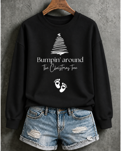 Christmas Pregnancy Announcement sweatshirt, Bumpin around the Christmas Printed Sweatshirt
