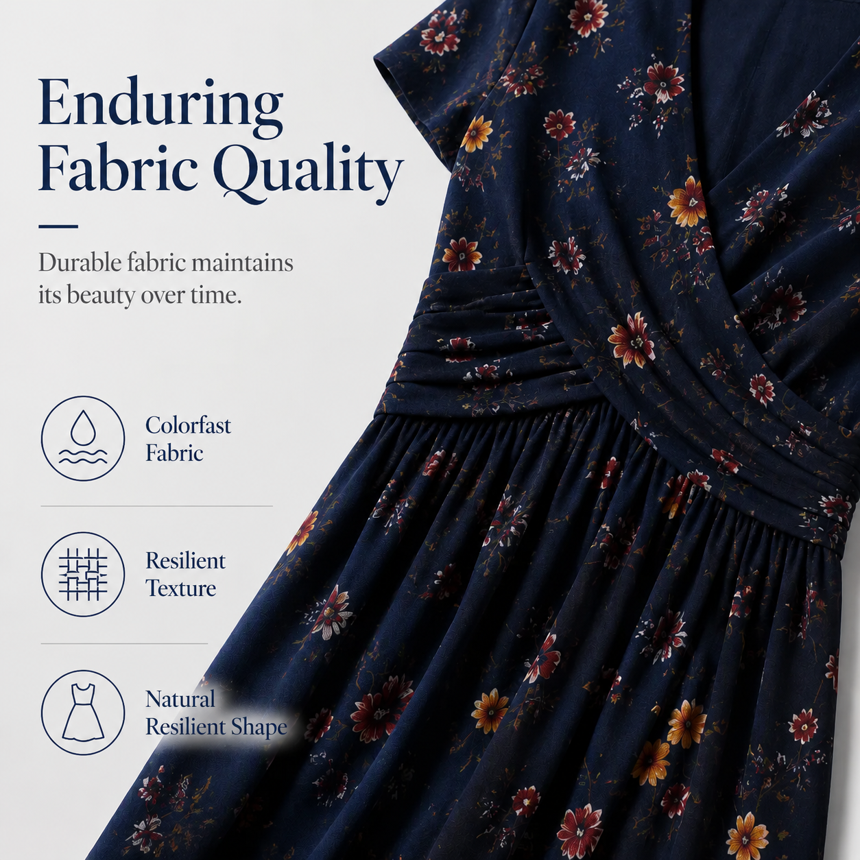 Women's V-Neck Floral Print Dress with Twist Waist