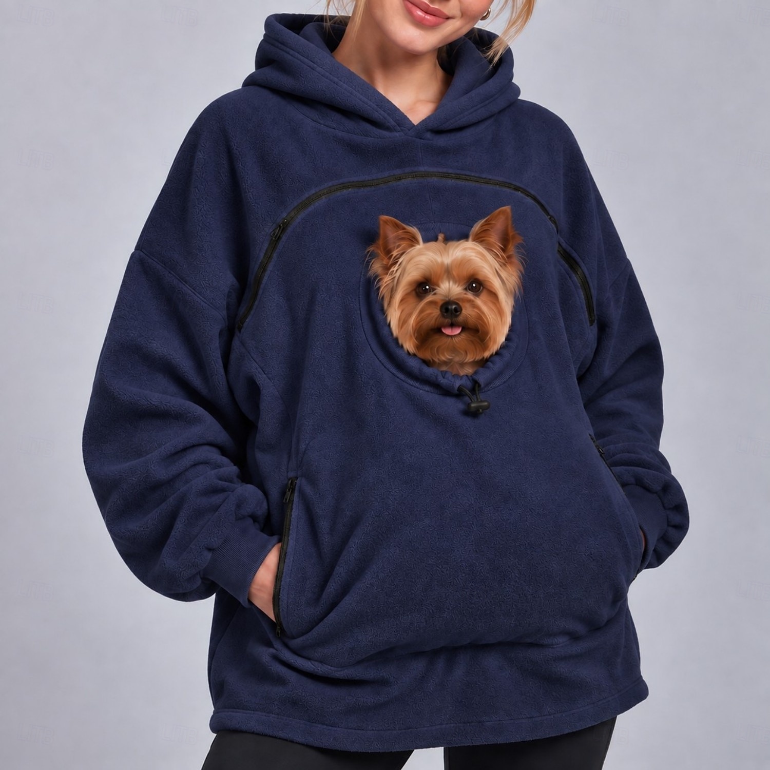 Bonding Pouch Hoodie Pet Lover Gifts Small Pet Carrier Cat Dog Cute Fleece Cozy Pocket for Women