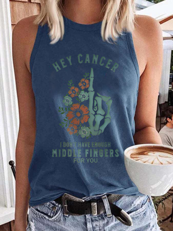 Women'S Hey Cancer Fuck You,Not Enough Middle Fingers Based Print Vest