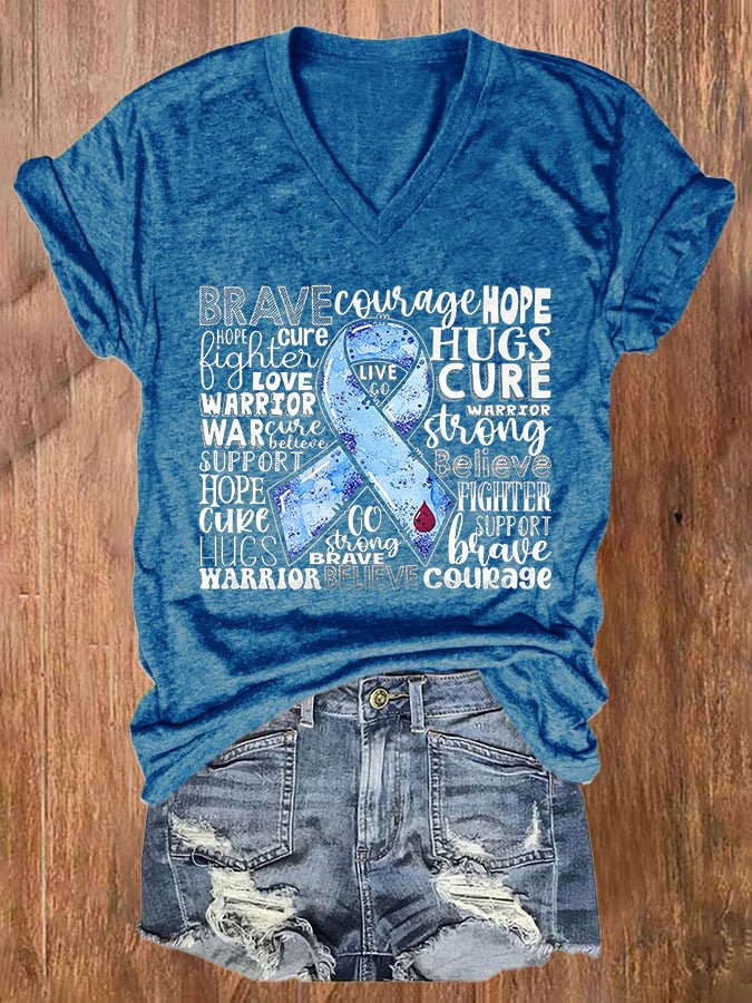 Women's Casual Diabetes Awareness Printed Short Sleeve T-Shirt