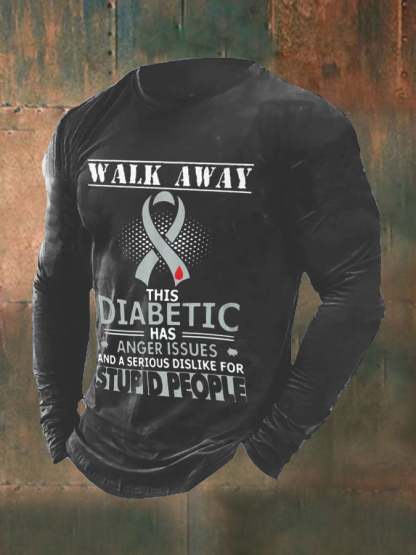 Men's Funny Walk Away This Diabetic Has Anger Issue Diabetes Awareness Top
