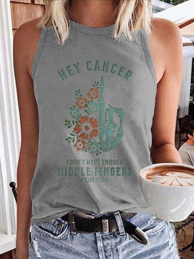 Women'S Hey Cancer Fuck You,Not Enough Middle Fingers Based Print Vest