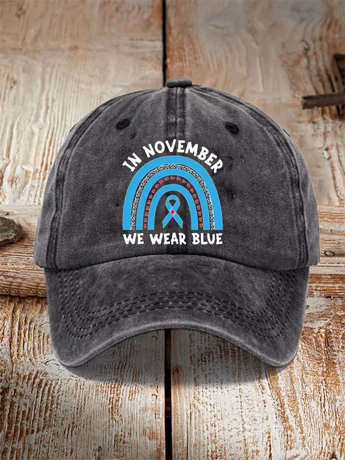 Diabetes Awareness In November We Wear Blue Print Baseball Cap