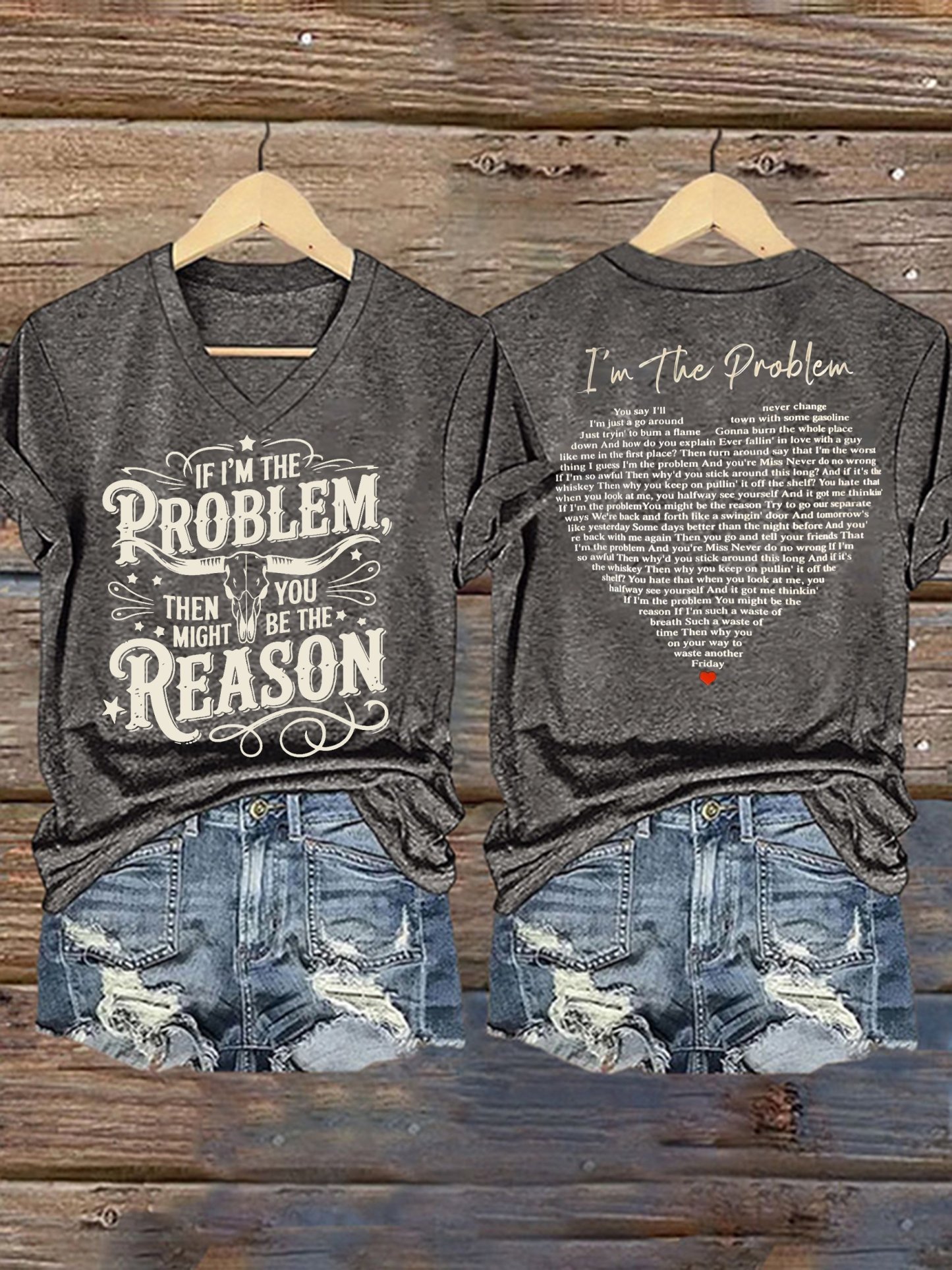 Women's If I'm The Problem You Might Be The Reason Printed Short-Sleeved T-Shirt