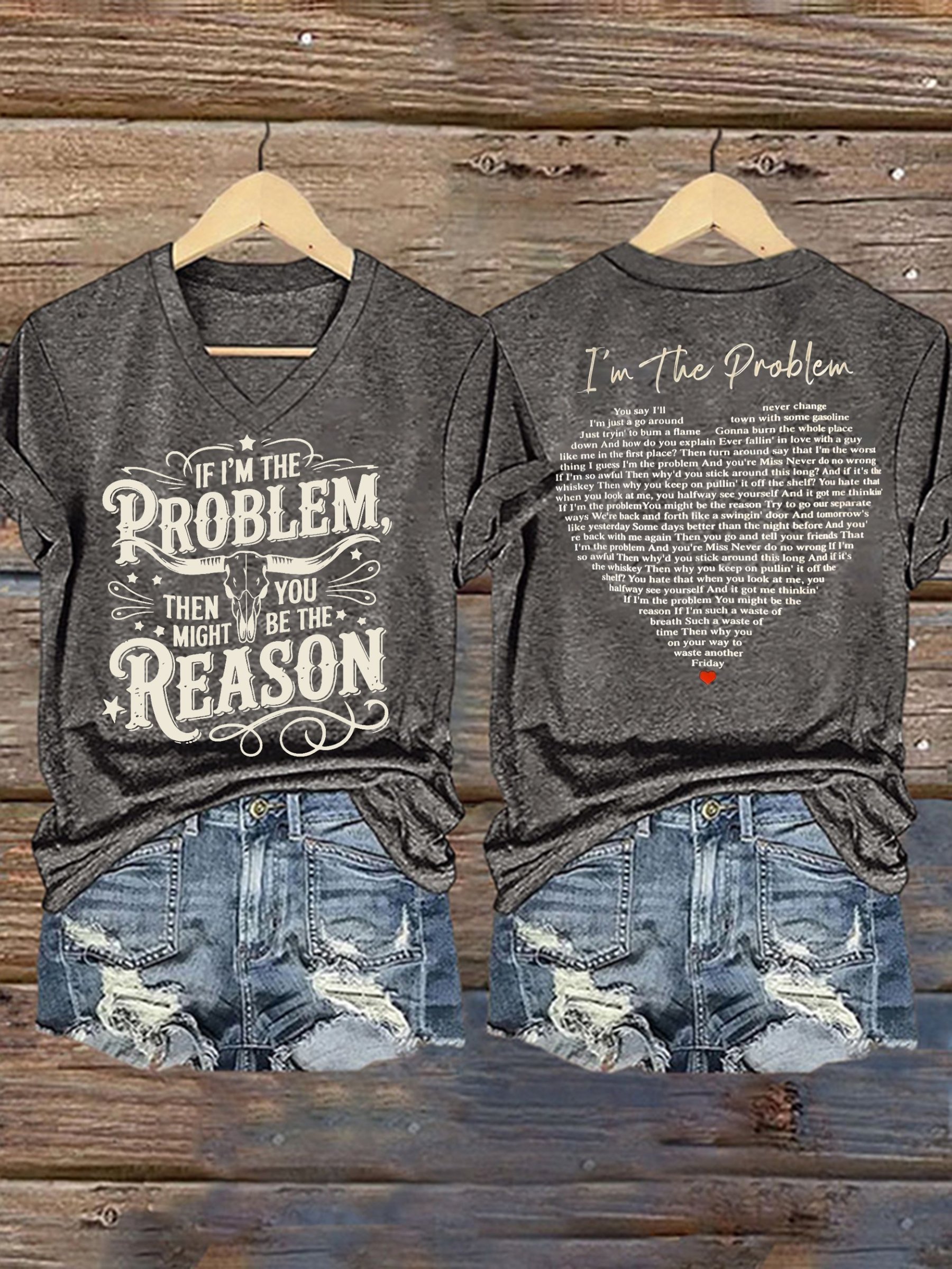 Women's If I'm The Problem You Might Be The Reason Printed Short-Sleeved T-Shirt