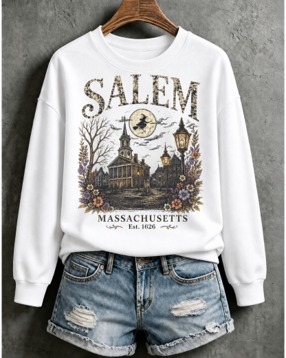 Salem Massachusetts Witch Print Sweatshirt