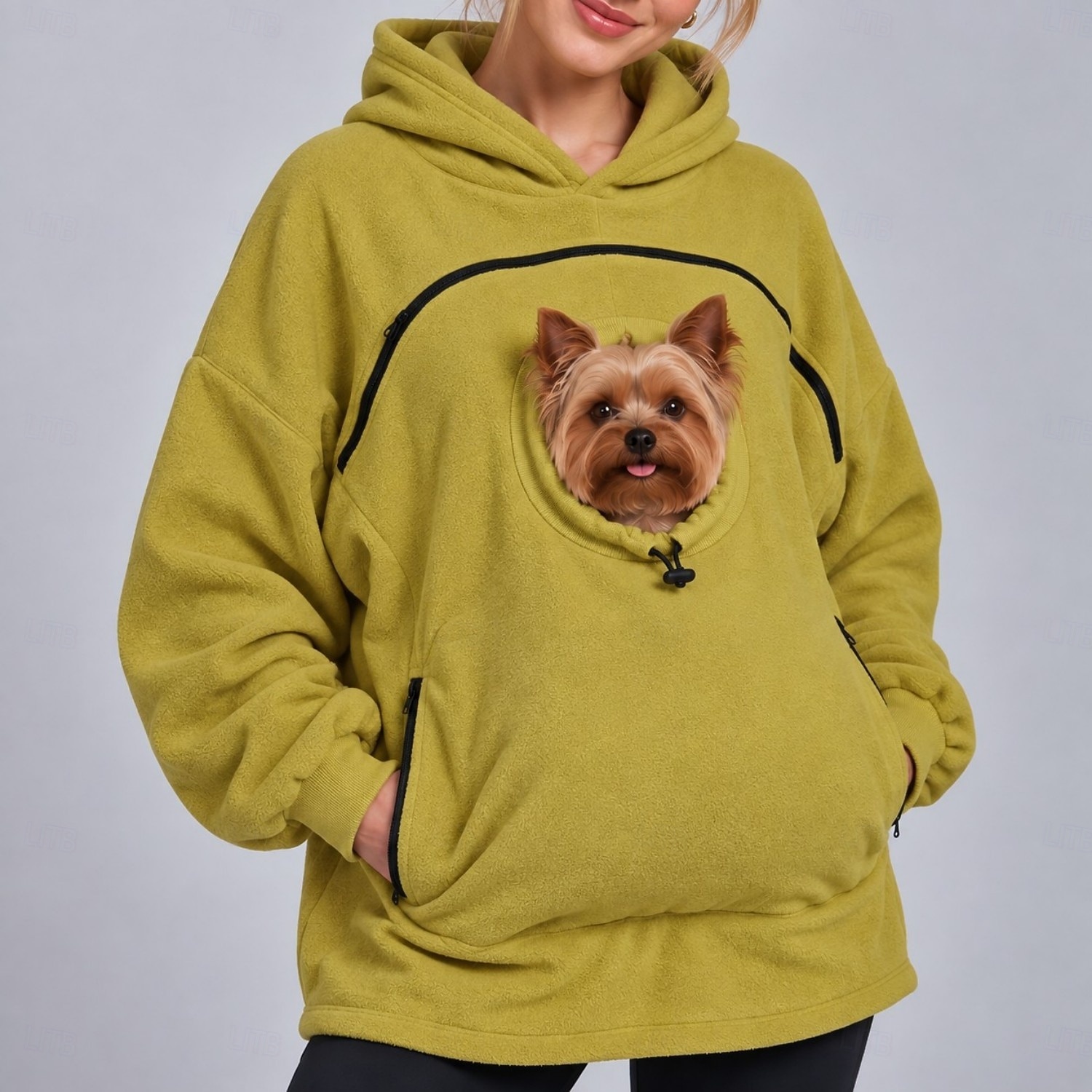 Bonding Pouch Hoodie Pet Lover Gifts Small Pet Carrier Cat Dog Cute Fleece Cozy Pocket for Women