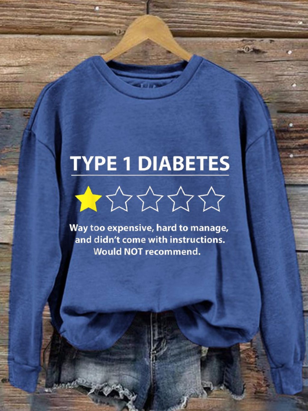 Women's Funny Type1 Diabetes Awareness Printed Sweatshirt