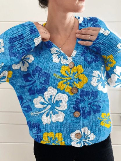 Women's Diabetes Awareness Printed Casual Sweater Cardigan