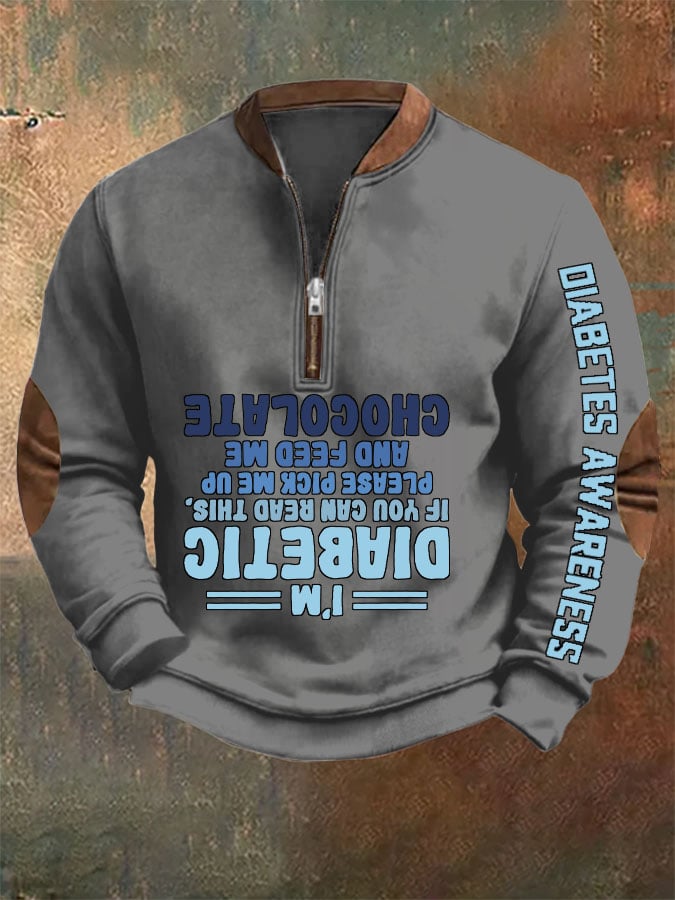 Men'S Retro Funny Diabetic Upside Down Diabetics Diabetes Awareness Printed Sweatshirt