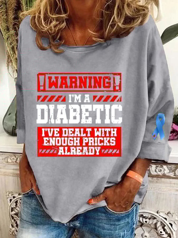 Women's Diabetes Awareness Month Pricks Print Sweatshirt
