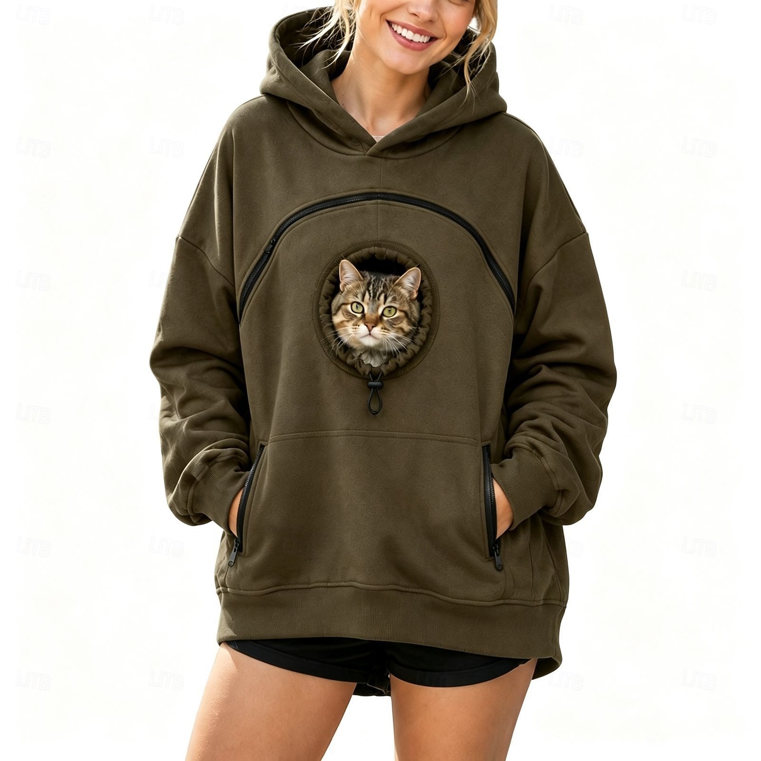 Christmas Bonding Pouch Hoodie Pet Lover Gifts Small Pet Carrier Cat Dog Cute Cozy for Women