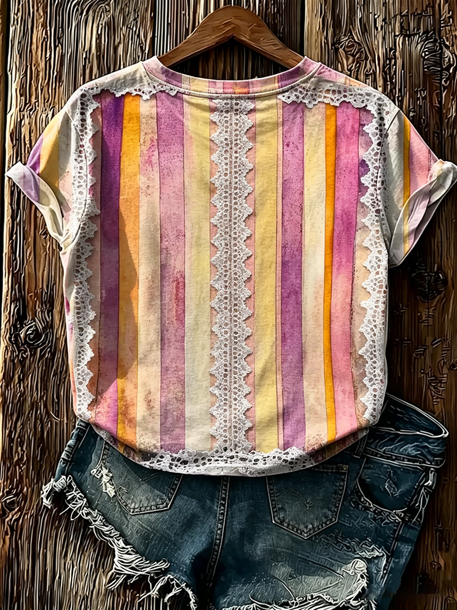 Women'sFloral Print Short Sleeve T-Shirt