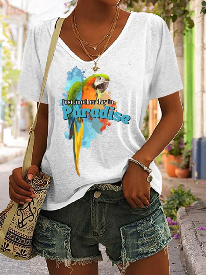 Women's Just Another Day In Paradise Printed Short-Sleeved T-Shirt