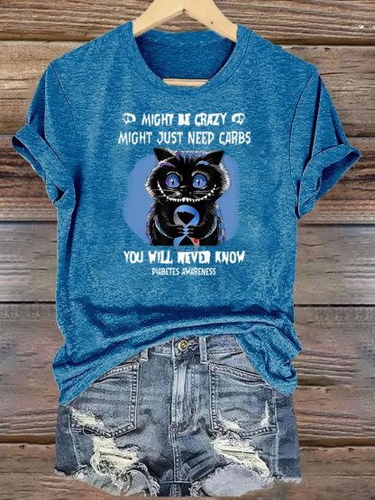 Women's Retro Diabetes Awareness  Print  T-Shirt