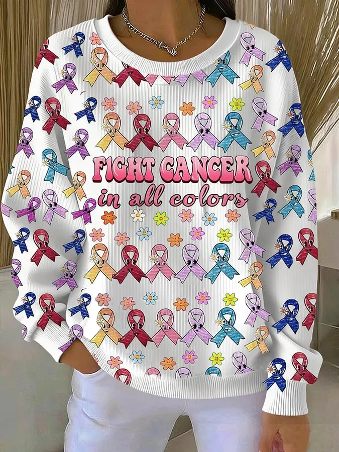 Women's Pink Print Casual Sweatshirt