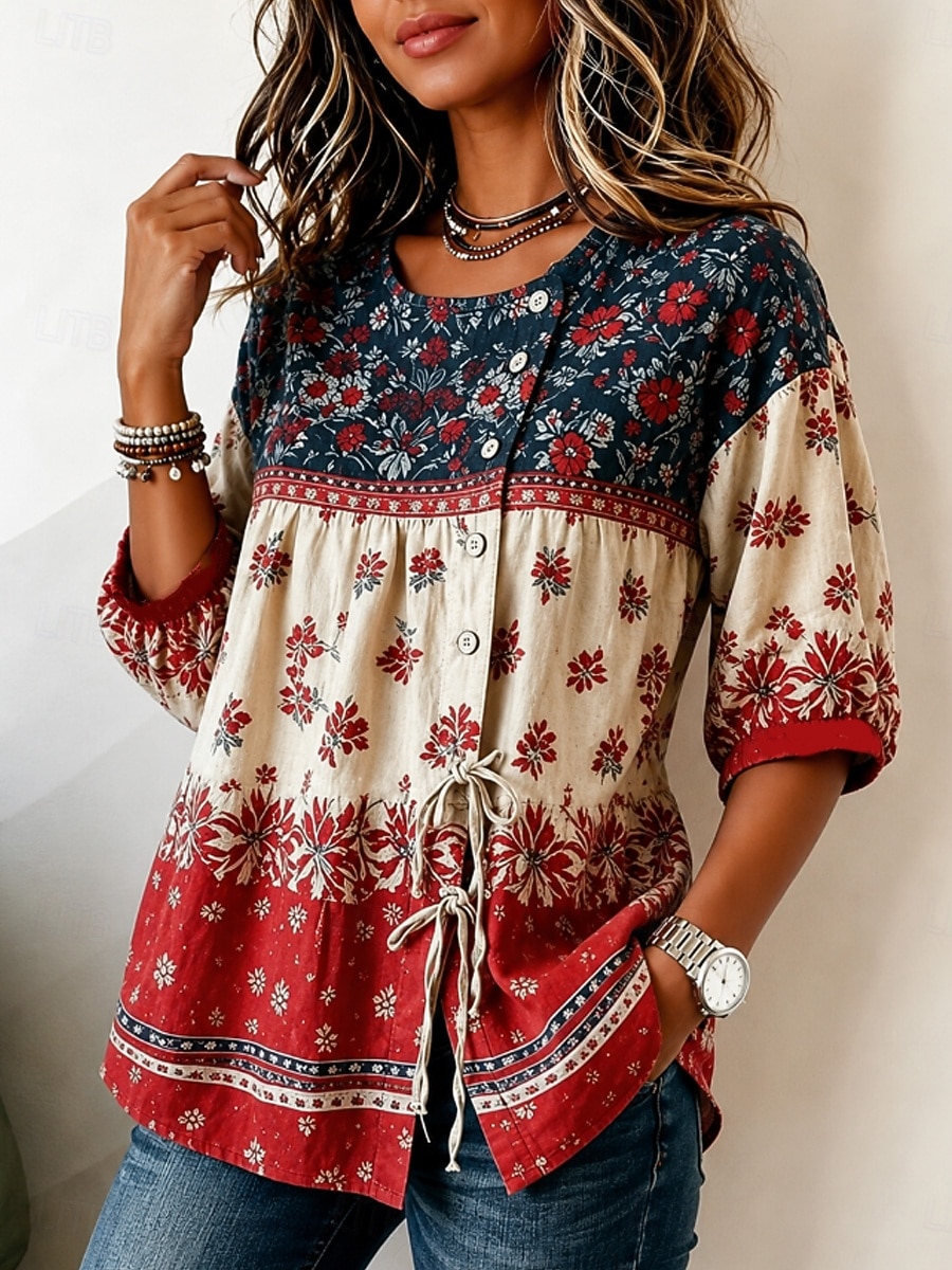 Women's vintage print Blouse