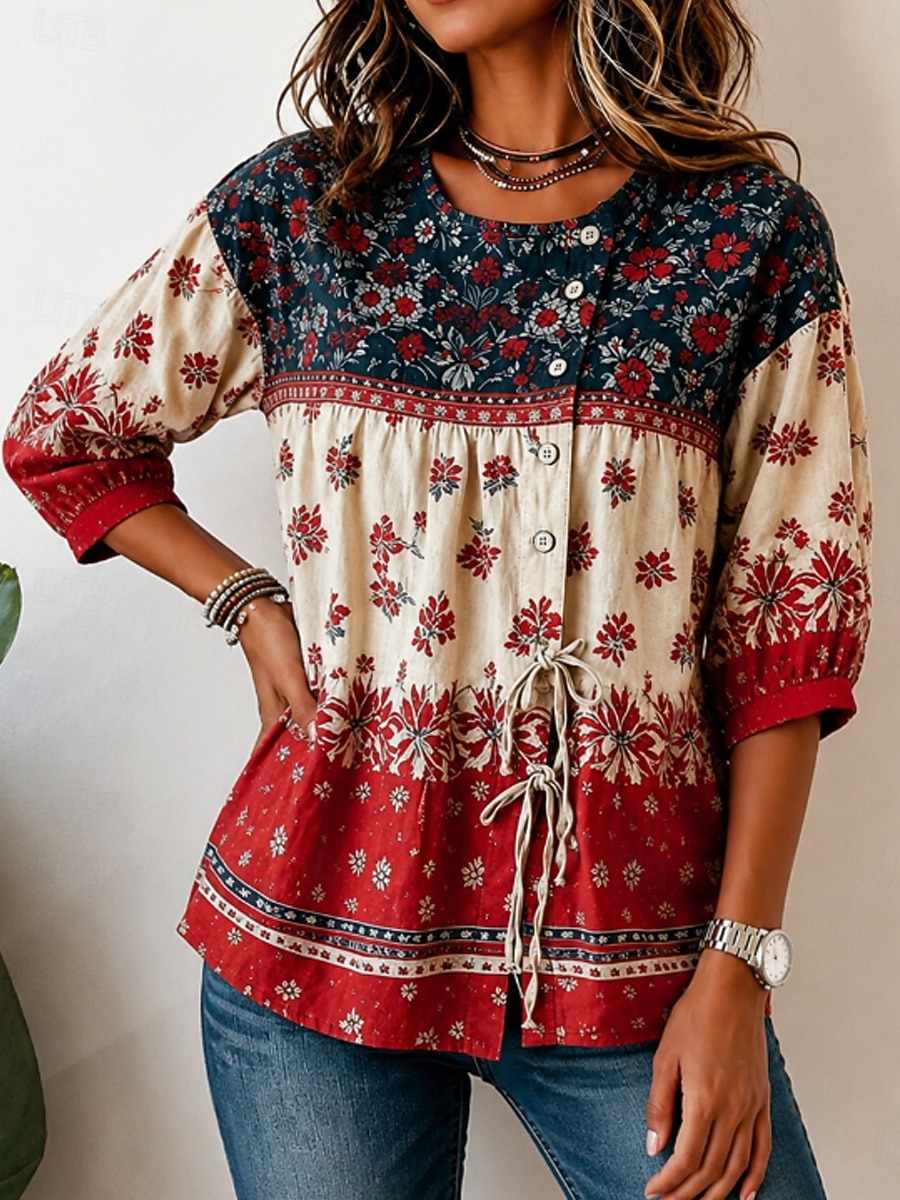 Women's vintage print Blouse