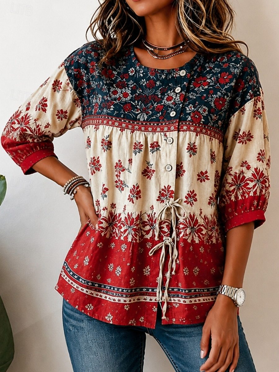 Women's vintage print Blouse
