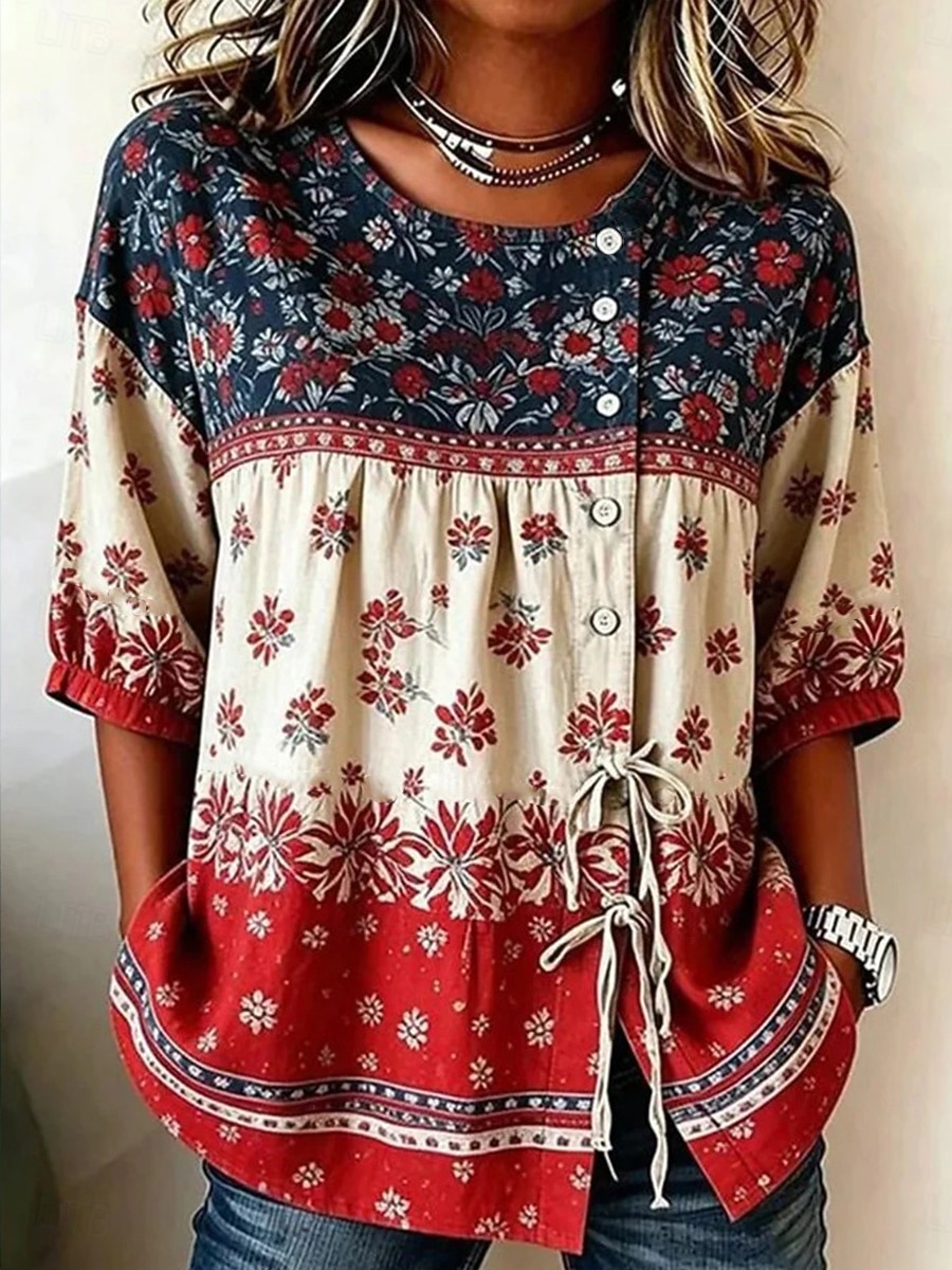 Women's vintage print Blouse